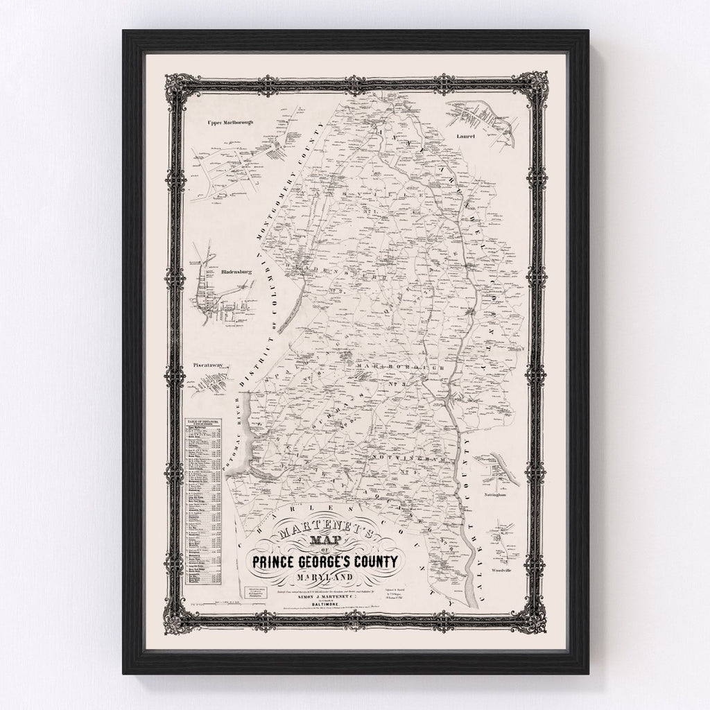 Vintage Map of Prince George County, Maryland 1861