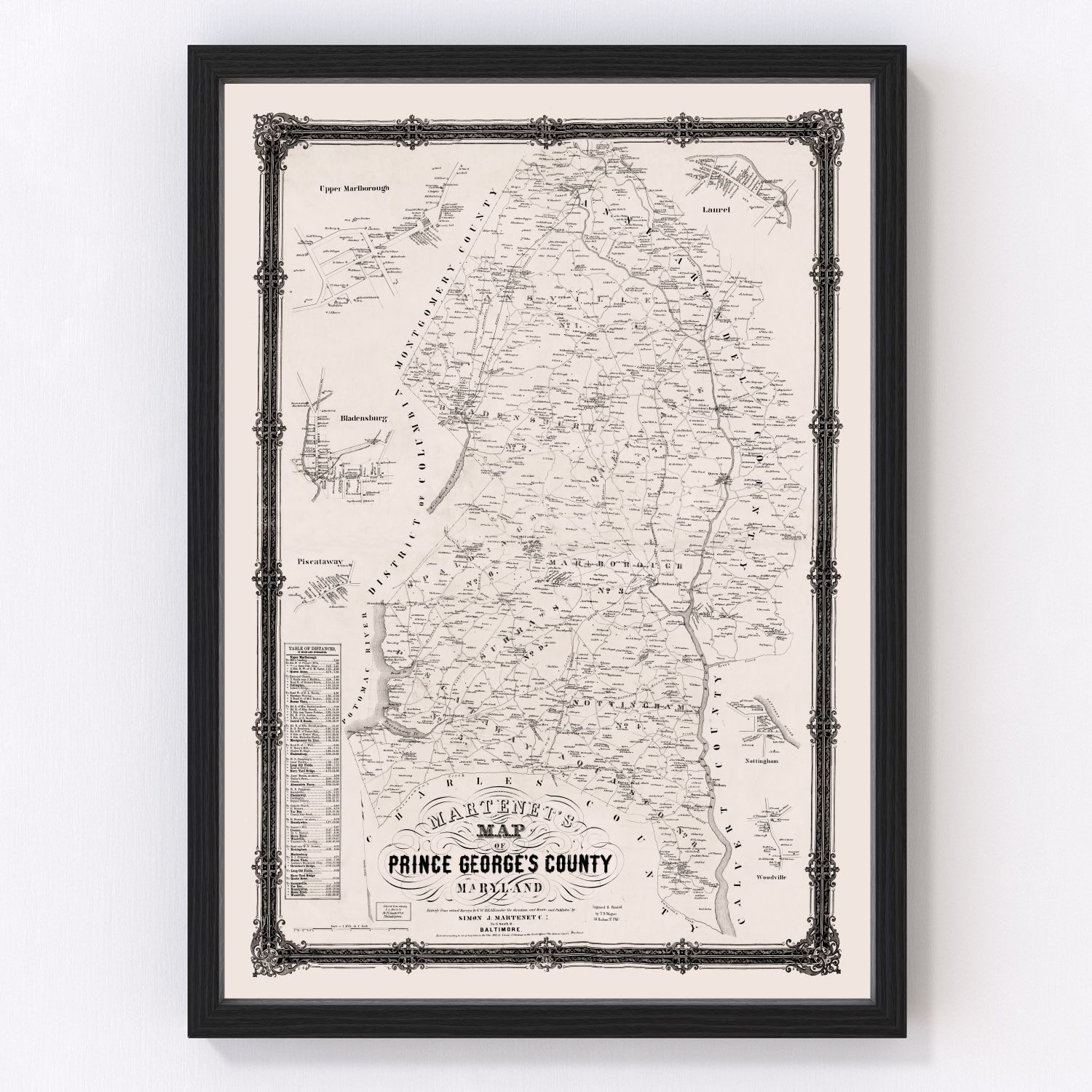 Vintage Map of Prince George County, Maryland 1861
