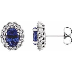 Platinum 7x5 mm Oval 1/3 CTW Natural Diamond Semi-Set Earrings