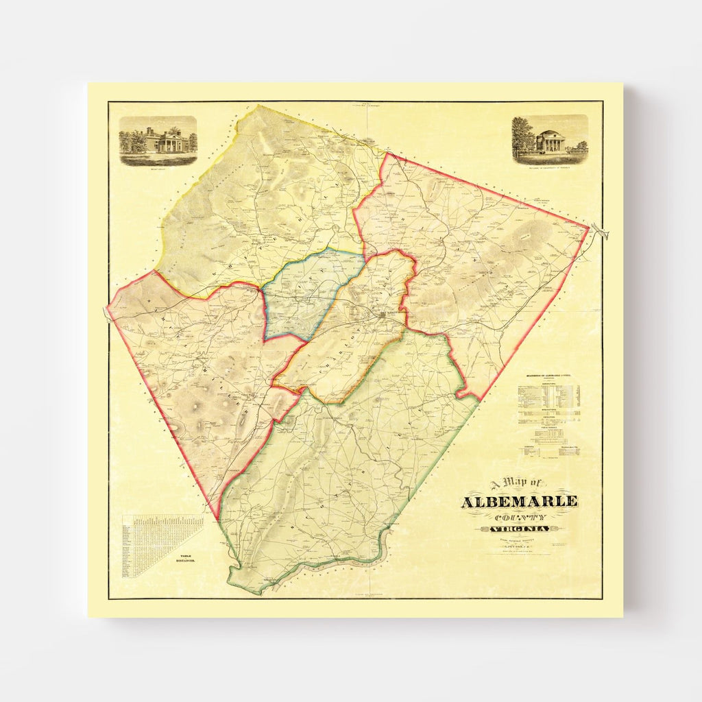Vintage Map of Albemarle County, Virginia 1875
