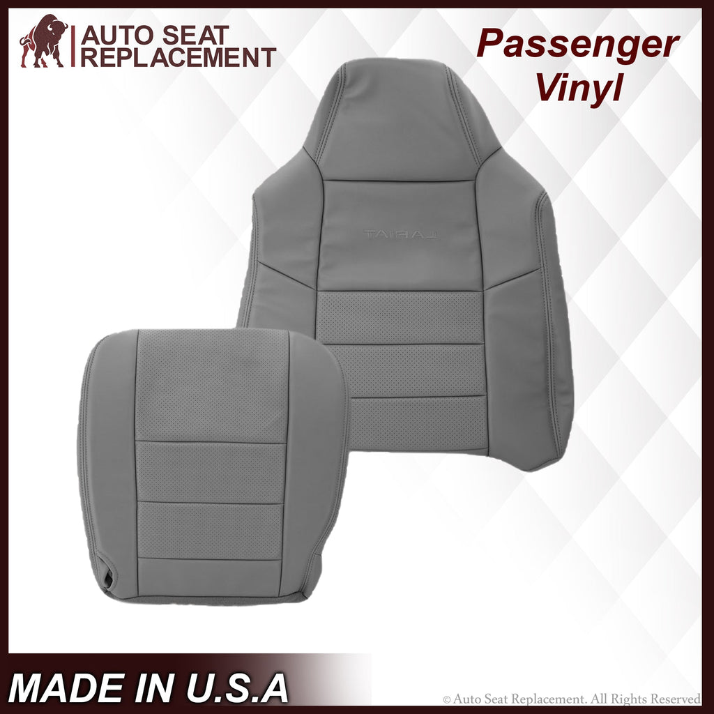 2002-2003 Ford F250 F350 Lariat Perforated Seat Cover in Gray: Choose Leather or Vinyl