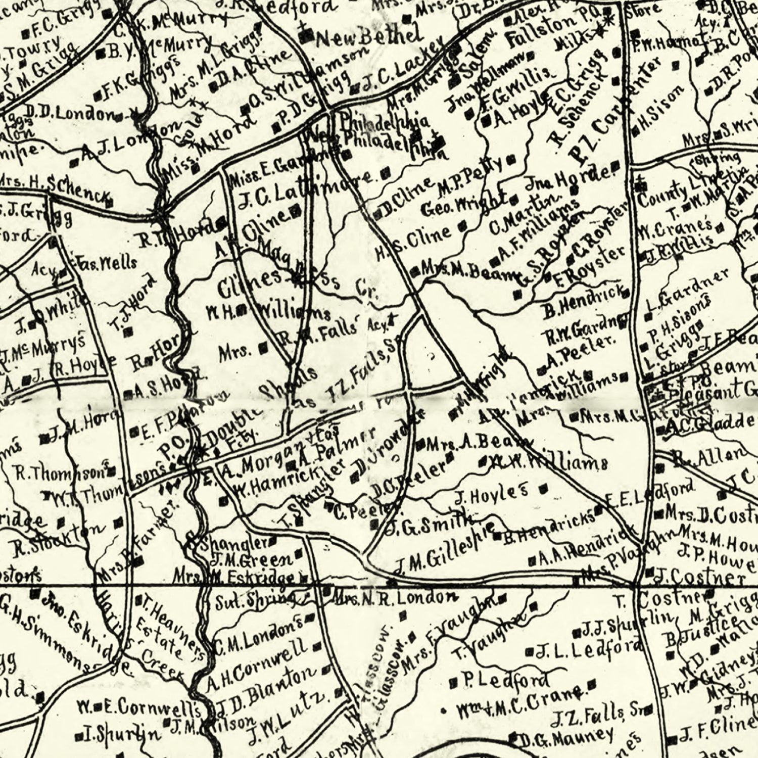 Vintage Map of Cleveland County, North Carolina 1886