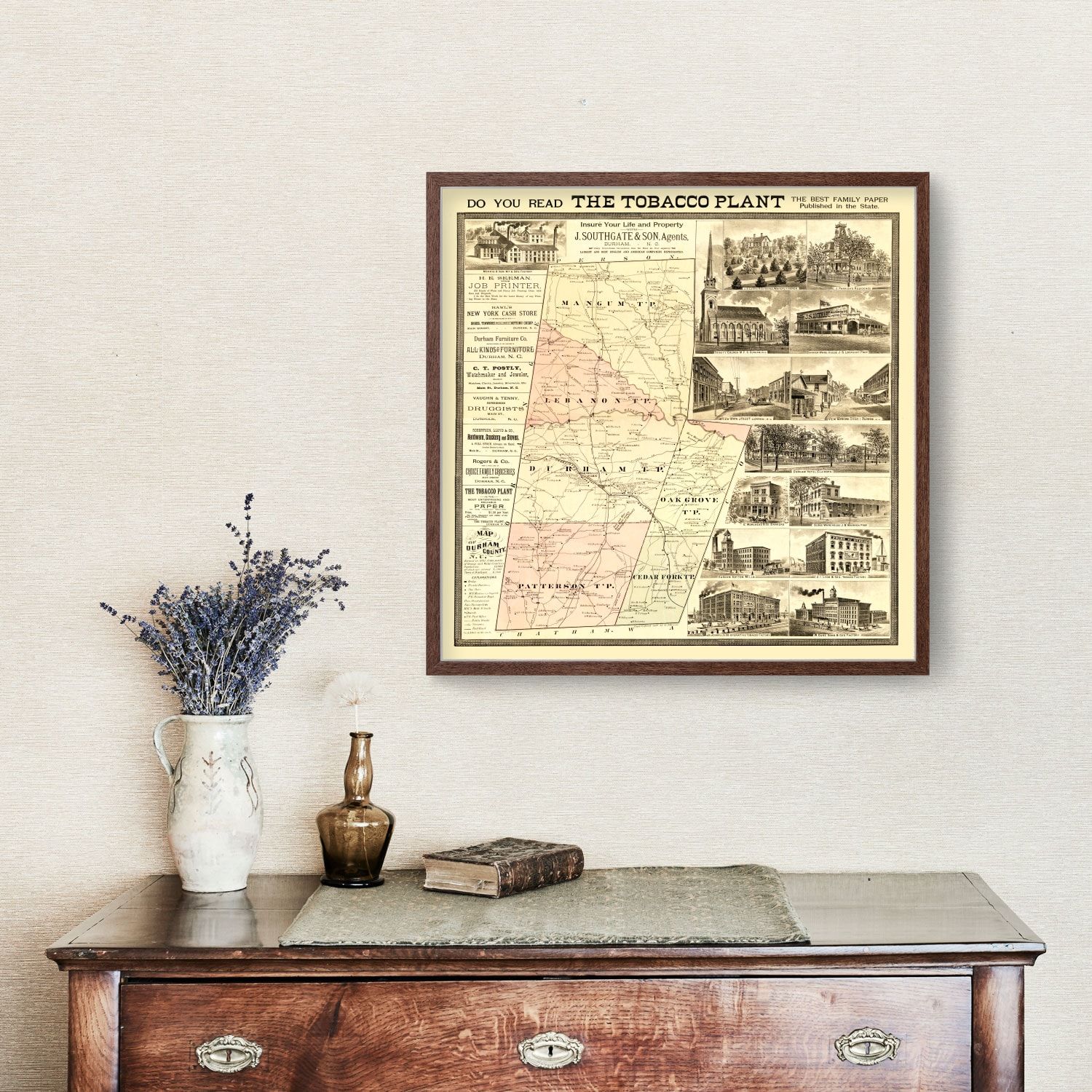 Vintage Map of Durham County, North Carolina 1887