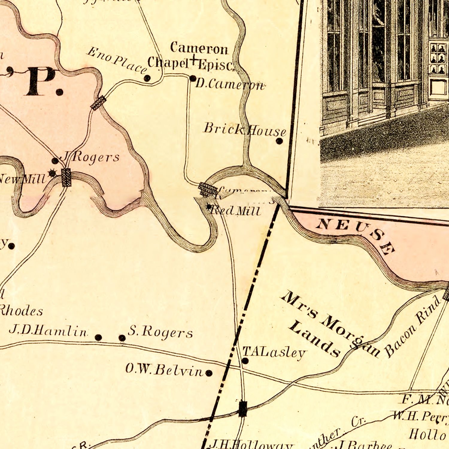 Vintage Map of Durham County, North Carolina 1887