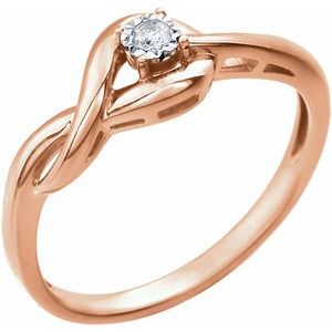 14K Rose Gold .04 CT Natural Diamond Ring