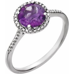 Halo-Style Birthstone Ring