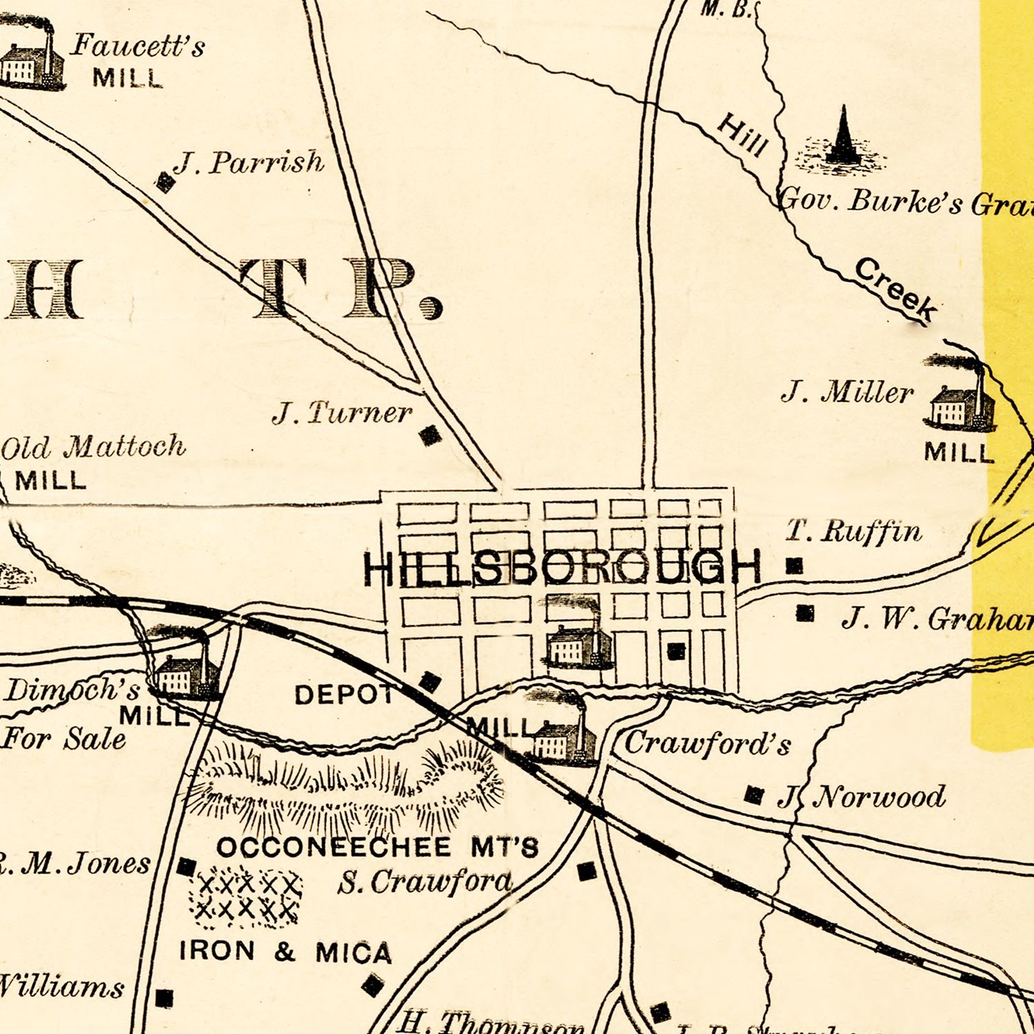 Vintage Map of Orange County, North Carolina 1891