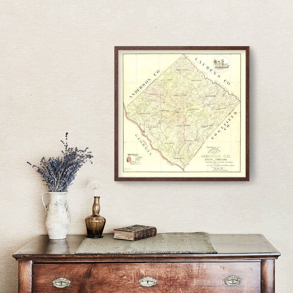 Vintage Map of Abbeville County, South Carolina 1895