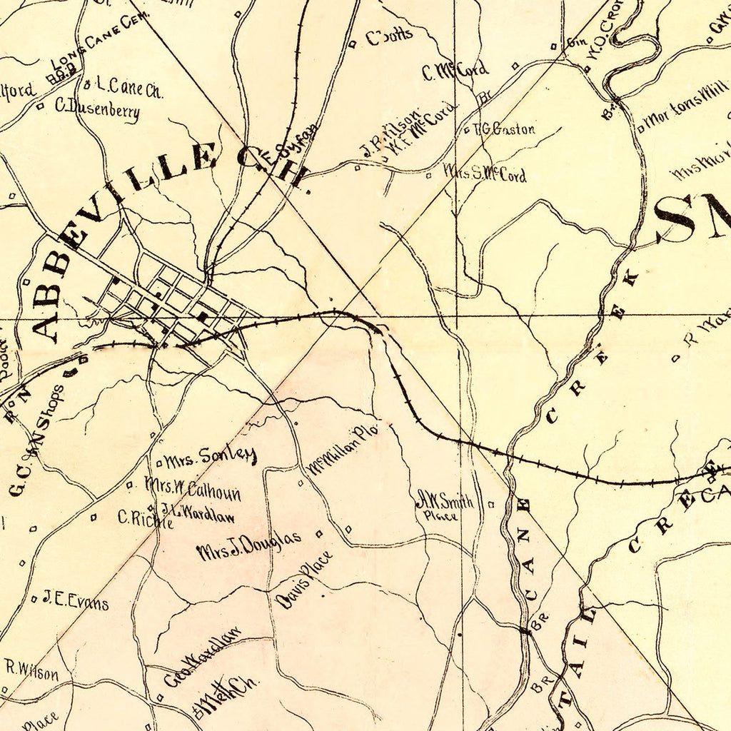 Vintage Map of Abbeville County, South Carolina 1895