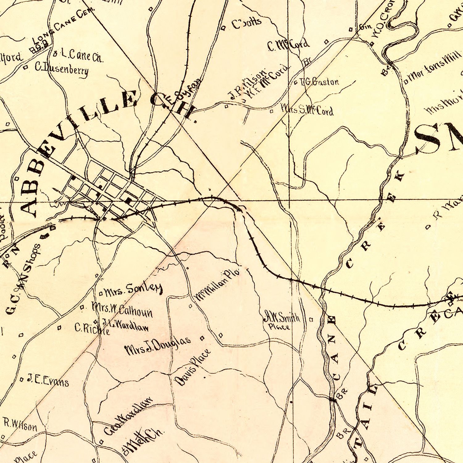 Vintage Map of Abbeville County, South Carolina 1895