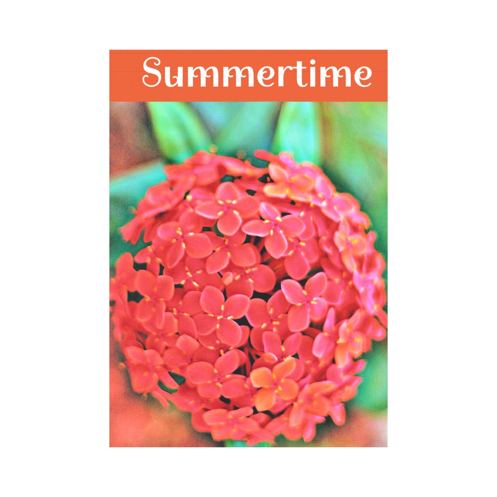 Red Flowers in Summertime Garden Flag - 28" x 40" (Made in USA）