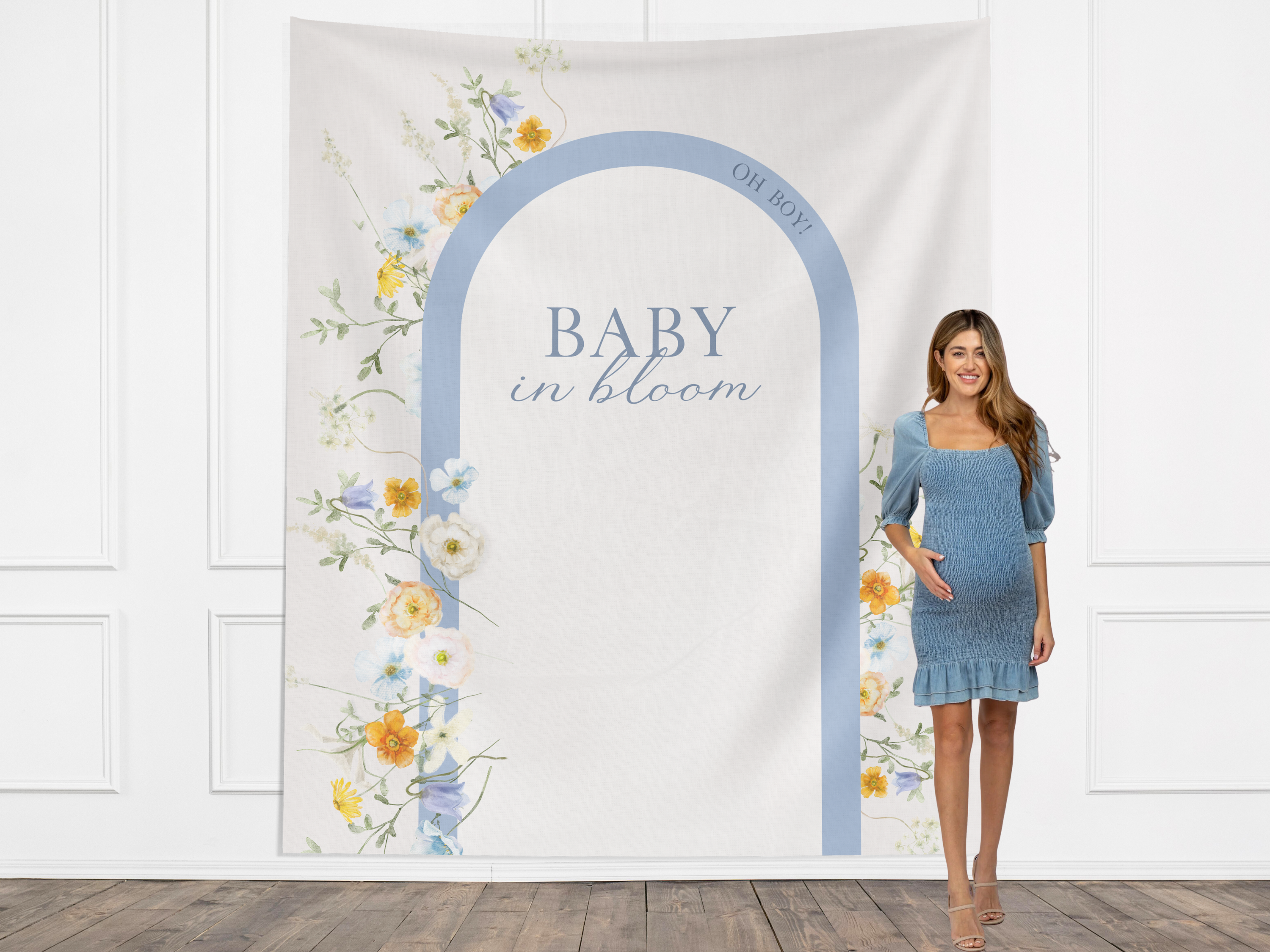Baby in Bloom Baby Shower Custom Banner Backdrop