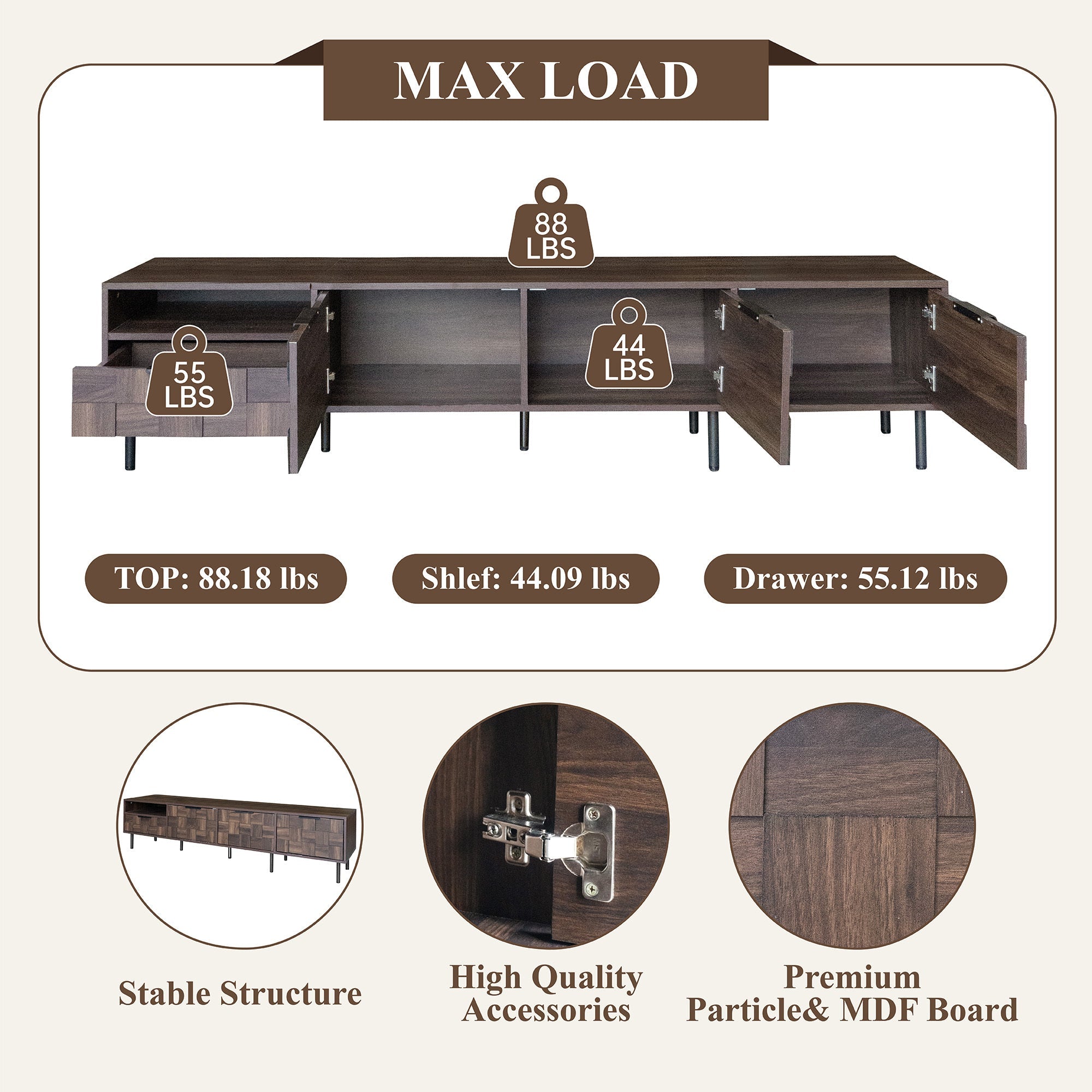 78 ' Mid Century Modern TV Stand for 65+ Inch TVs, TV Console with Storage Cabinets for Living Room, Entertainment Center Storage