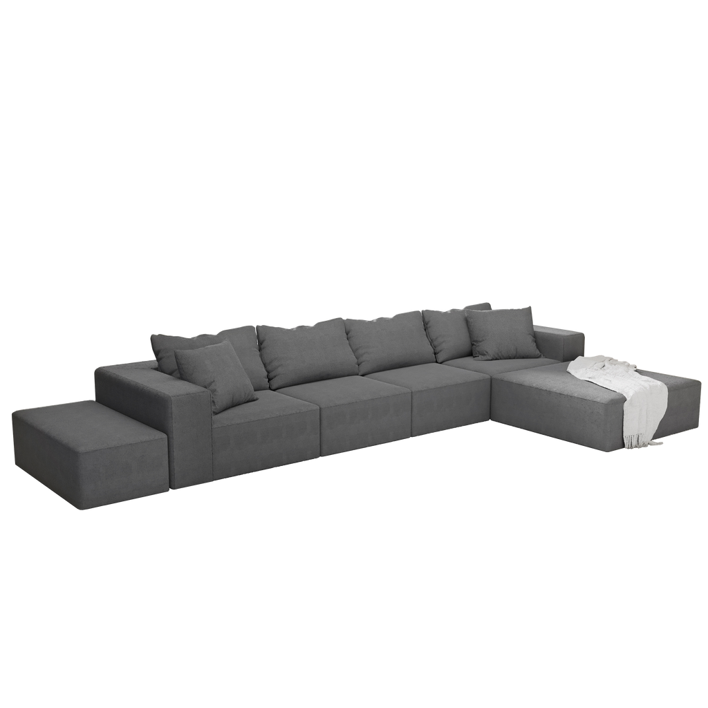 Modern Upholstered Sectional Sofa Couch Set,Modular 132' L Shaped Sectional Living Room Sofa Set With 6 Pillows,Free Combination Sofa Couch for Living Room,Bedroom