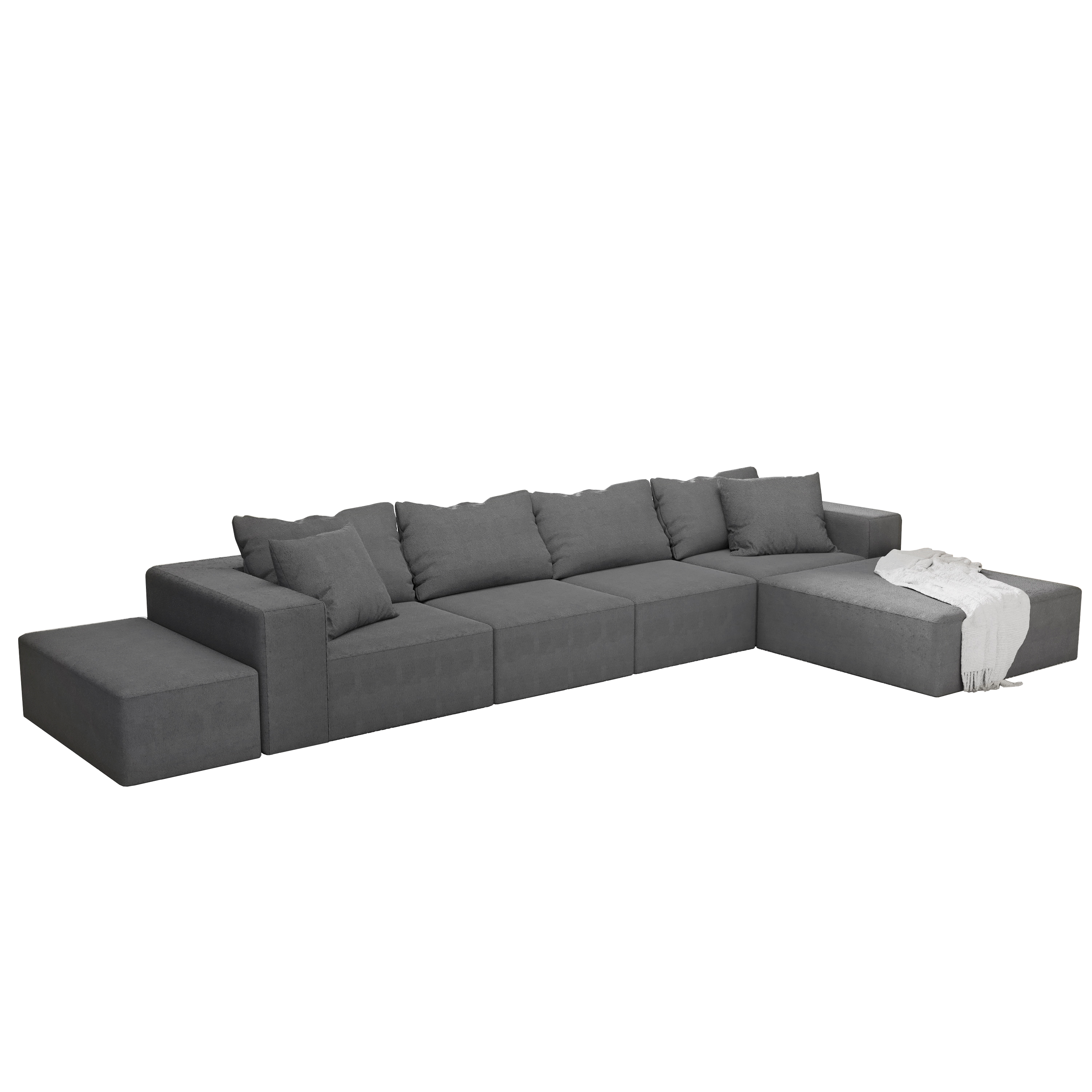 Modern Upholstered Sectional Sofa Couch Set,Modular 132' L Shaped Sectional Living Room Sofa Set With 6 Pillows,Free Combination Sofa Couch for Living Room,Bedroom