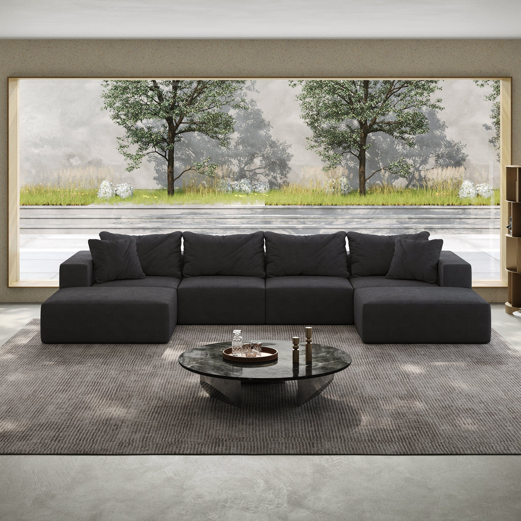 Oversized sponge cloud sofa,Modern Upholstered Sectional Sofa Couch Set,Modular 162' L Shaped Sectional Living Room Sofa Set With 6 Pillows,Free Combination Sofa Couch for Living Room,Bedroom