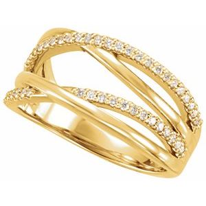 14K Yellow Gold 1/5 CTW Lab-Grown Diamond Criss-Cross Ring