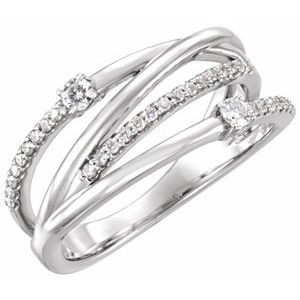 Platinum 1/4 CTW Natural Diamond Criss-Cross Ring