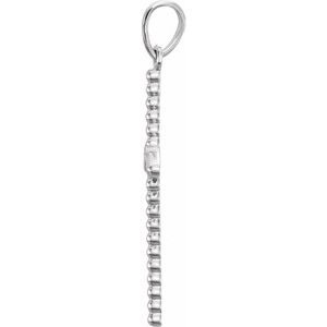 Platinum 24.8x12.2 mm .02 CTW Natural Diamond Beaded Cross Pendant