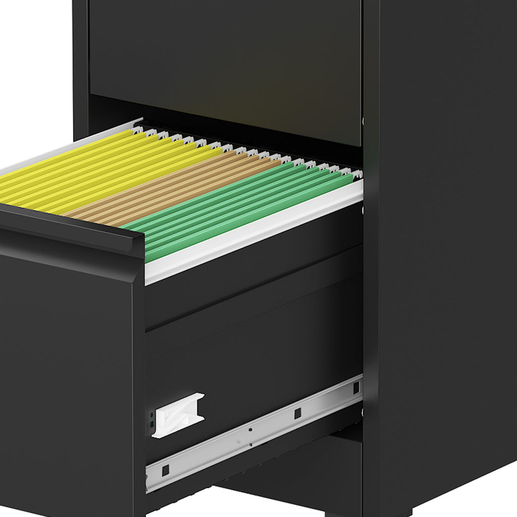 Heavy Duty Black Metal 5 Drawer Vertical File Cabinet with Lock and Wheels for Home Office