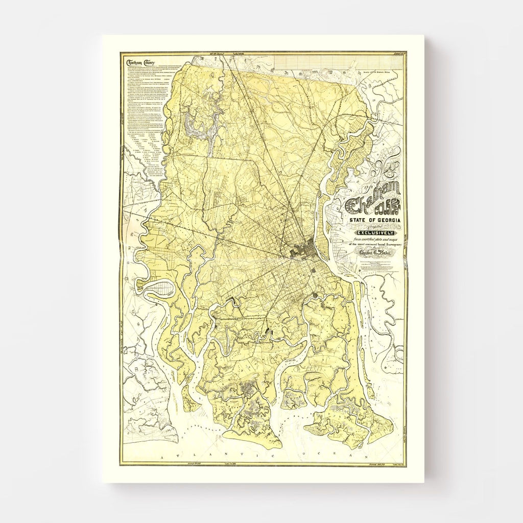 Vintage Map of Chatham County, Georgia 1875