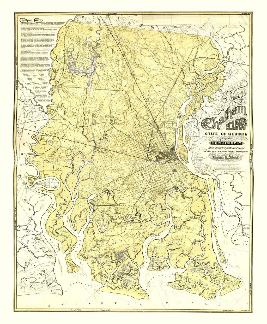 Vintage Map of Chatham County, Georgia 1875