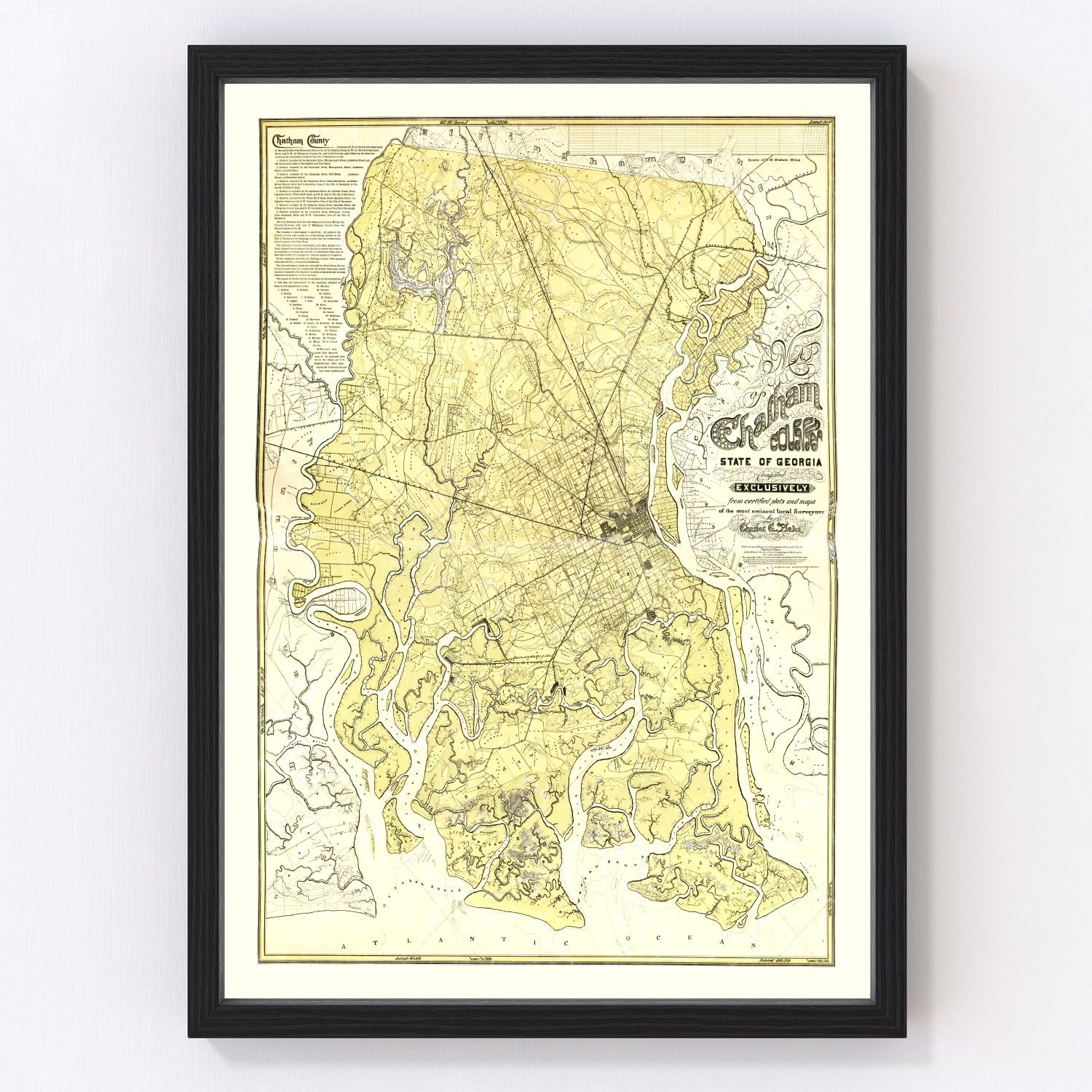 Vintage Map of Chatham County, Georgia 1875