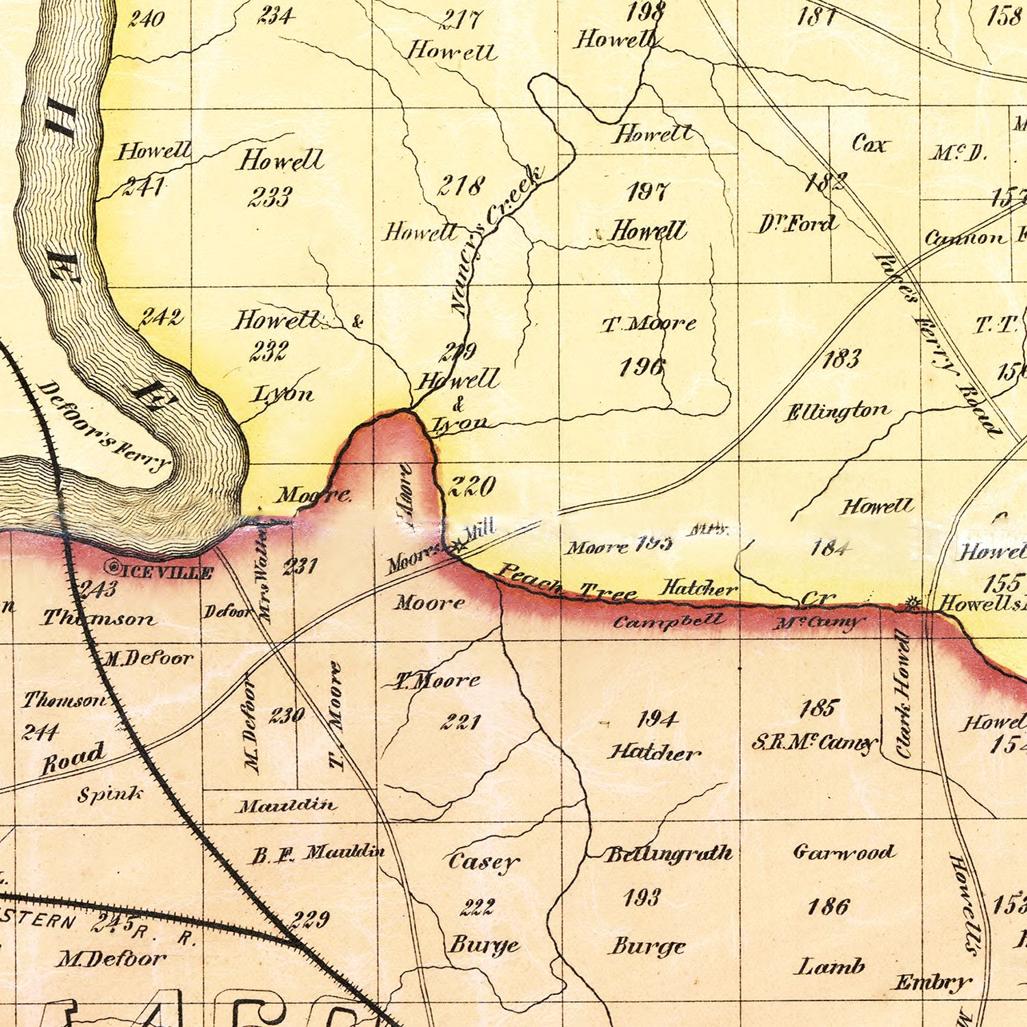 Vintage Map of Fulton County, Georgia 1872