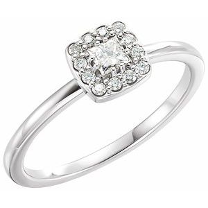 14K White Gold 1/4 CTW Natural Diamond Halo-Style Stackable Ring