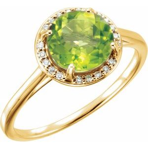 14K Yellow Gold Natural Peridot & .05 CTW Natural Diamond Ring