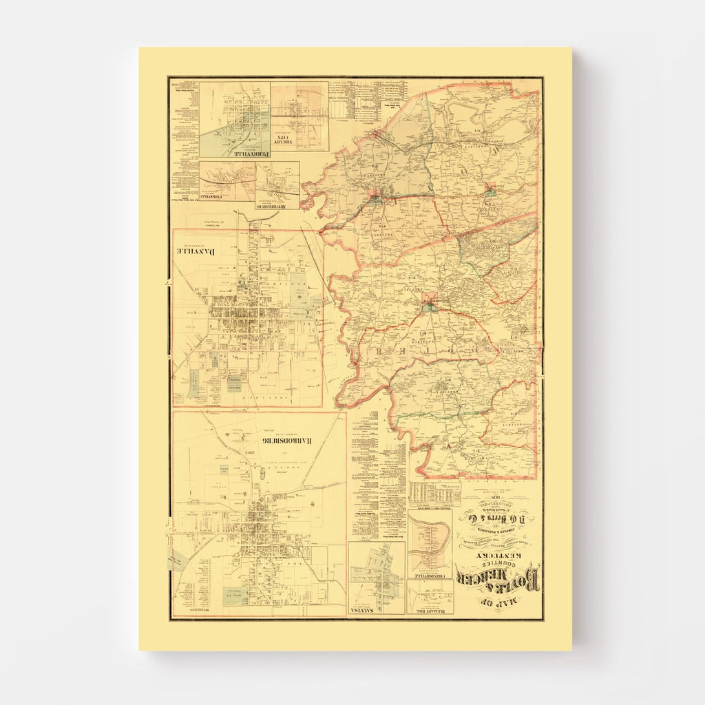 Vintage Map of Boyle County, Kentucky 1876