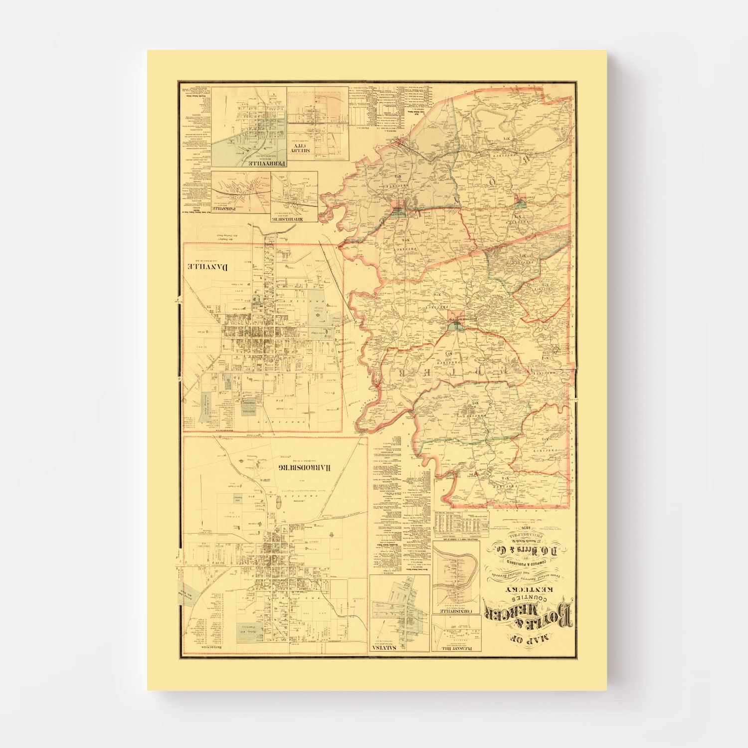 Vintage Map of Boyle County, Kentucky 1876