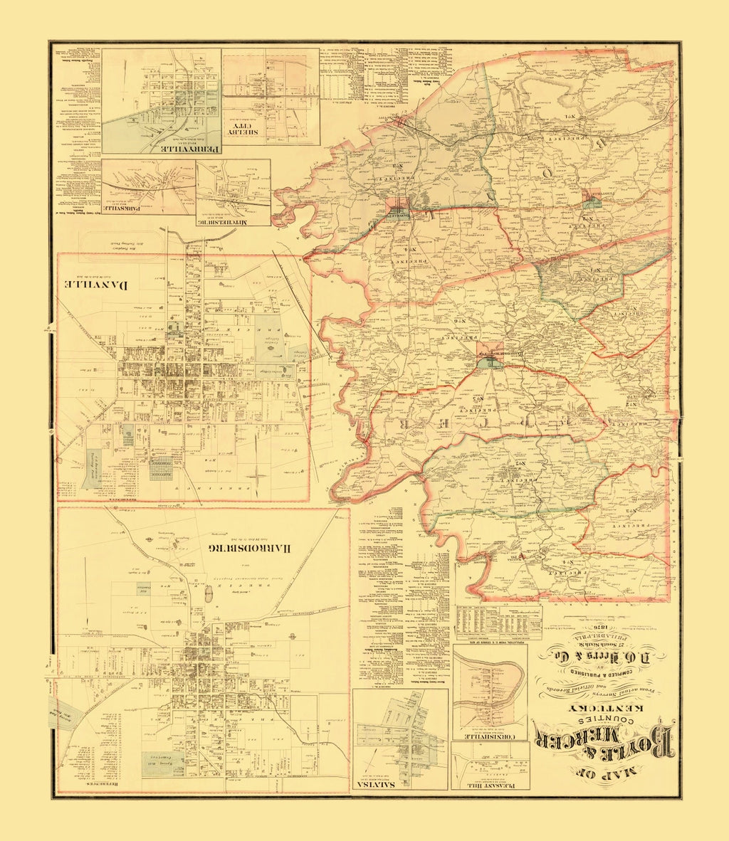 Vintage Map of Boyle County, Kentucky 1876