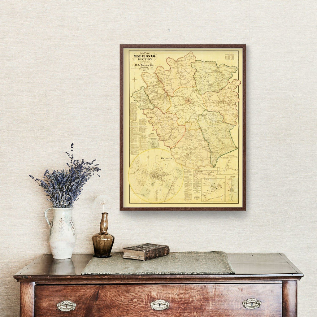 Vintage Map of Madison County, Kentucky 1876
