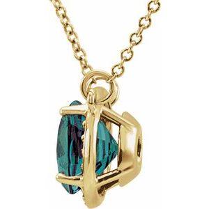 14K Yellow Gold 8 mm Lab-Grown Alexandrite & .05 CTW Natural Diamond 16" Necklace