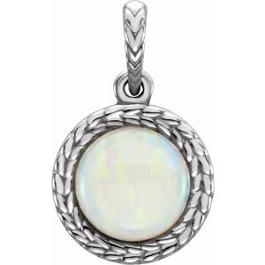 14K White Gold Natural White Opal Pendant