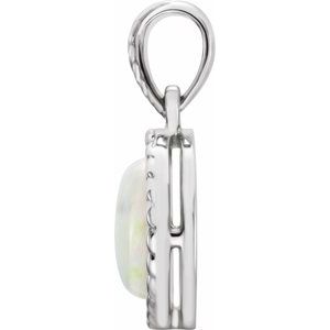 14K White Gold Natural White Opal Pendant