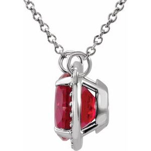 14K White Gold 8 mm Lab-Grown Ruby & .05 CTW Natural Diamond 16" Necklace