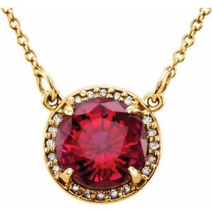 14K Yellow Gold 8 mm Lab-Grown Ruby & .05 CTW Natural Diamond 16" Necklace