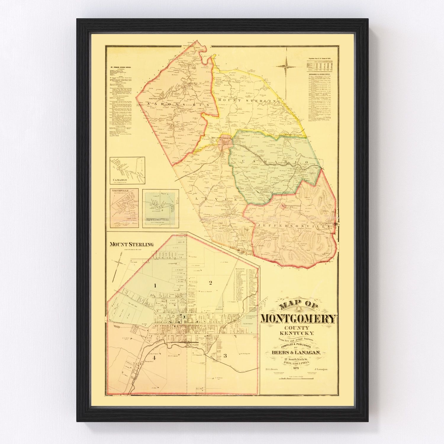 Vintage Map of Montgomery County, Kentucky 1879