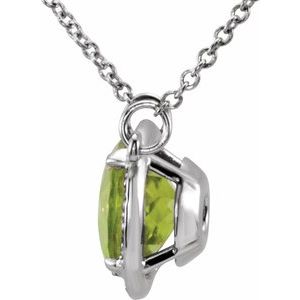 14K White Gold 8 mm Natural Peridot & .05 CTW Natural Diamond 16" Necklace