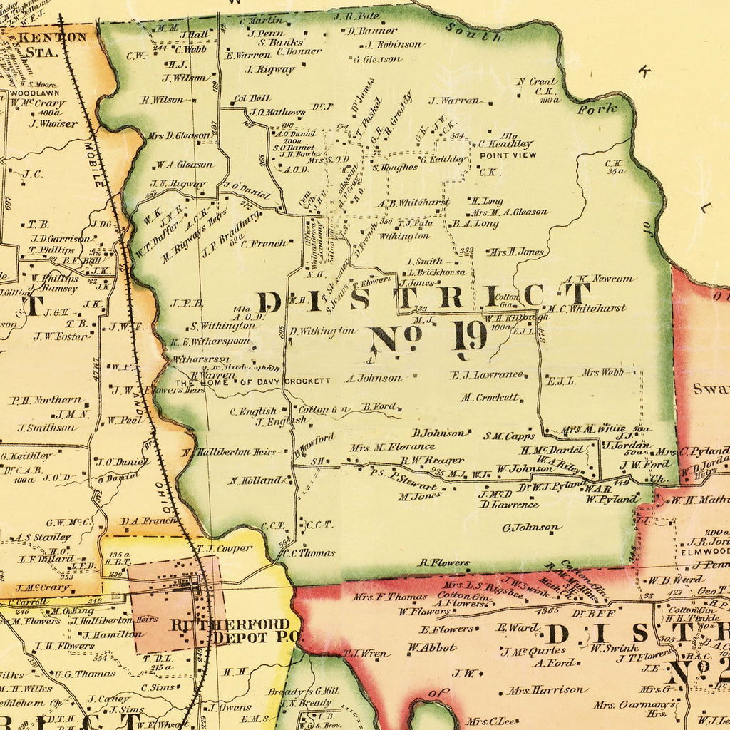 Vintage Map of Gibson County, Tennessee 1877