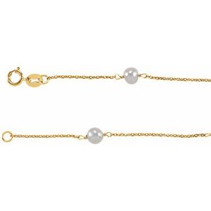 14K Yellow Gold 4-4.5 mm Cultured White Freshwater Pearl 6" Bracelet