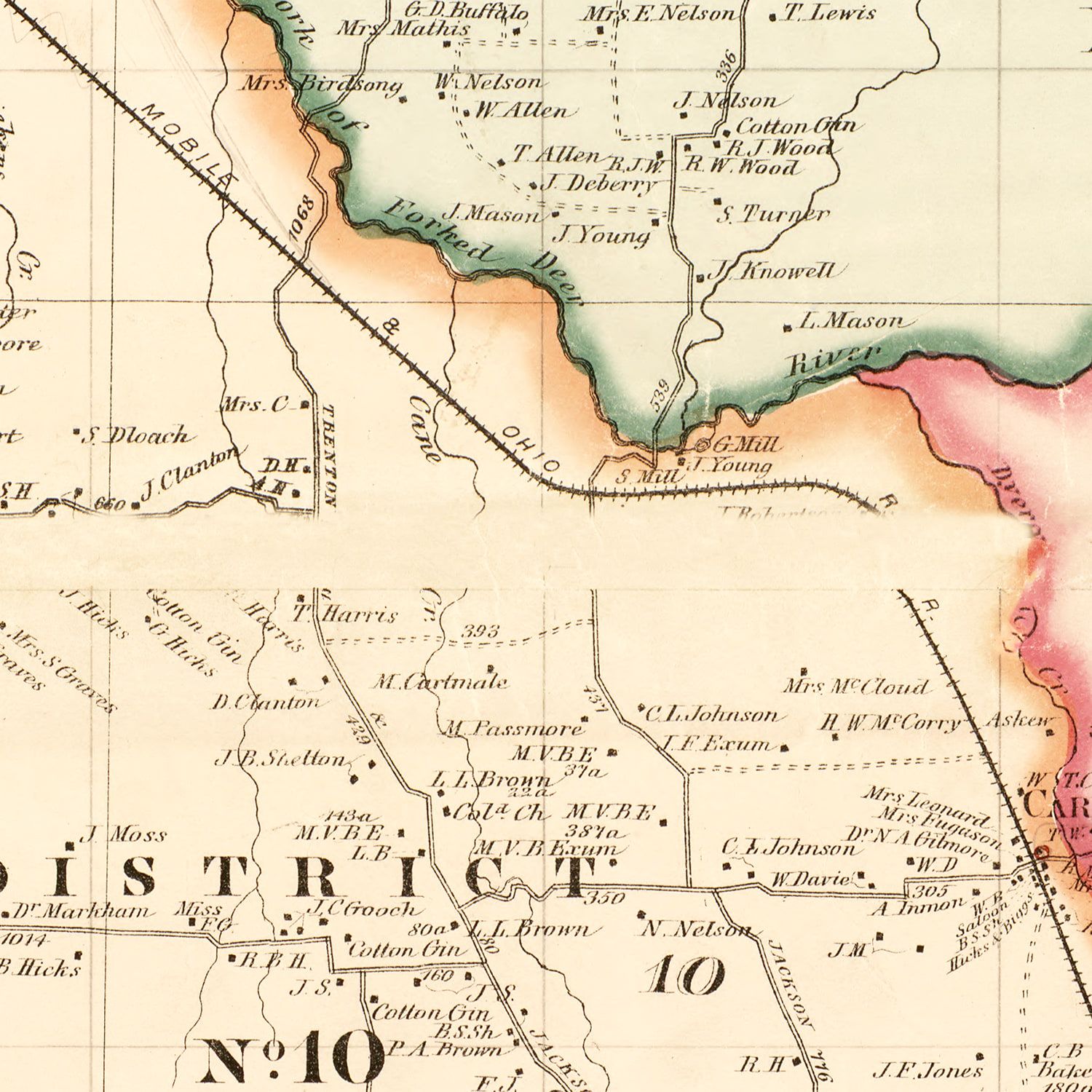 Vintage Map of Madison County, Tennessee 1877