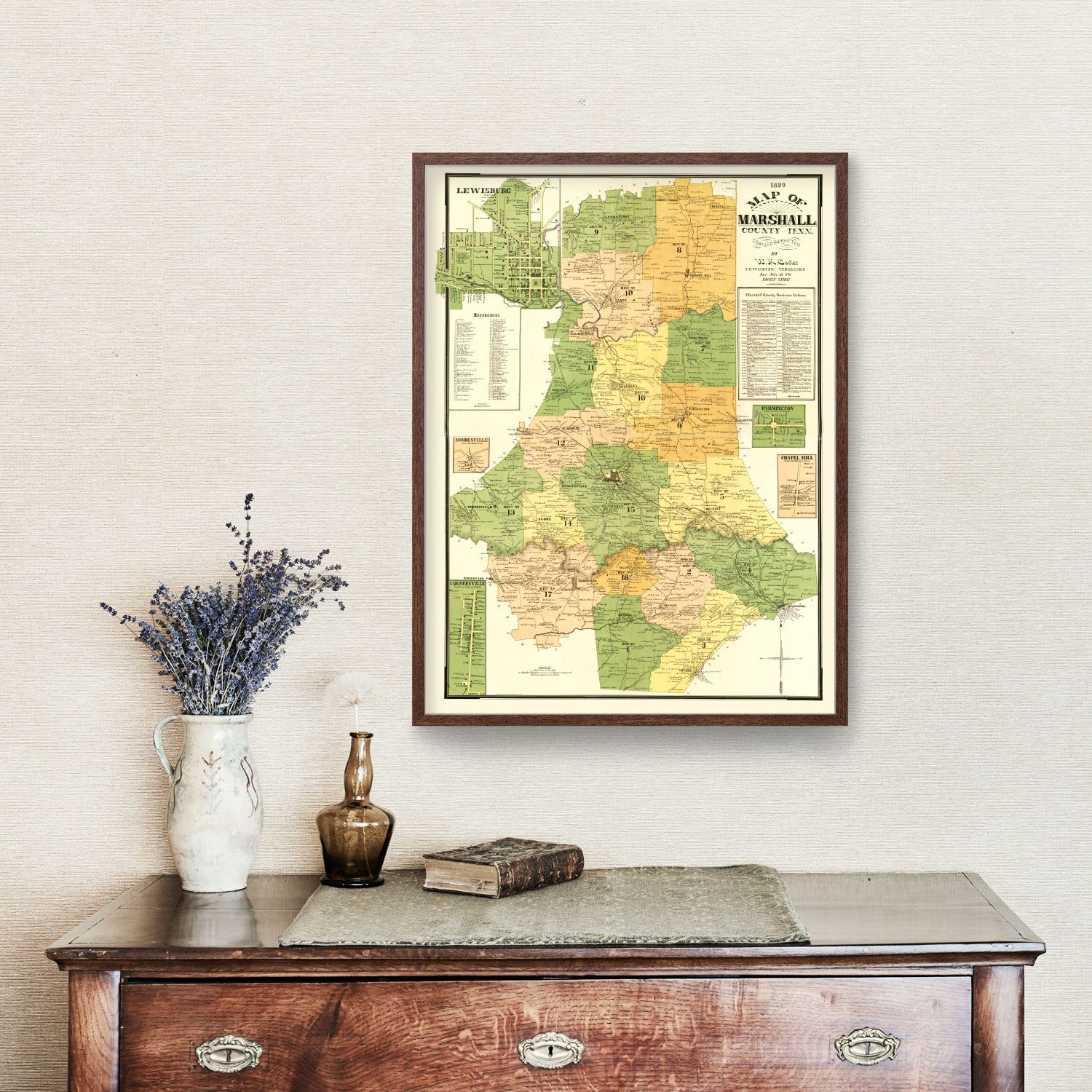 Vintage Map of Marshall County, Tennessee 1899