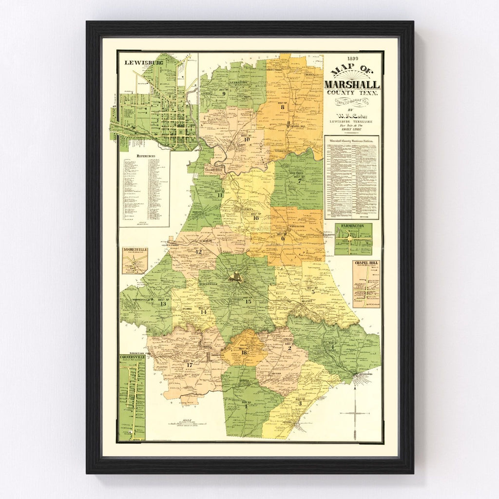 Vintage Map of Marshall County, Tennessee 1899