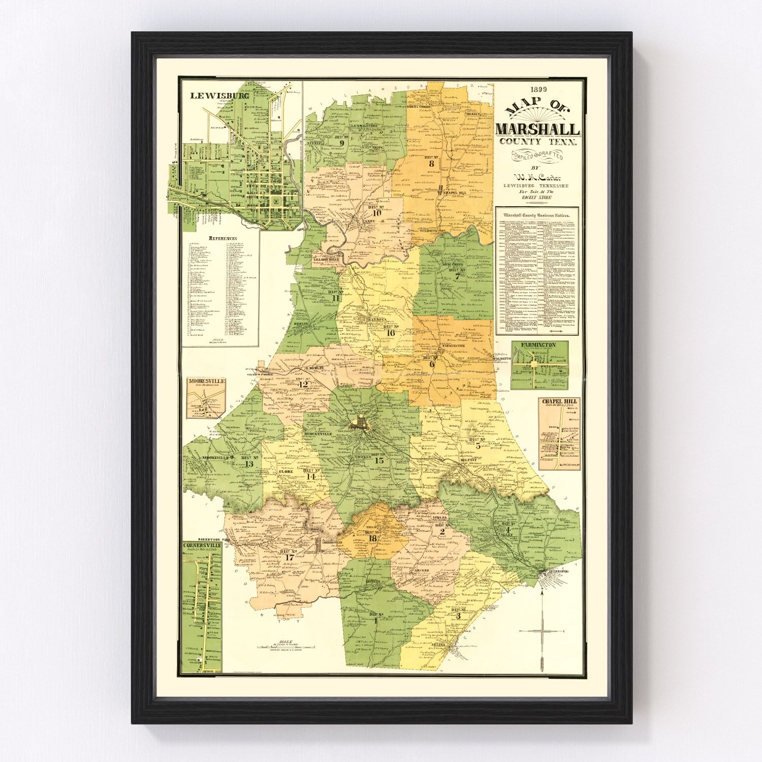 Vintage Map of Marshall County, Tennessee 1899