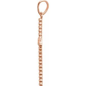 14K Rose Gold 24.8x12.2 mm .02 CTW Natural Diamond Beaded Cross Pendant