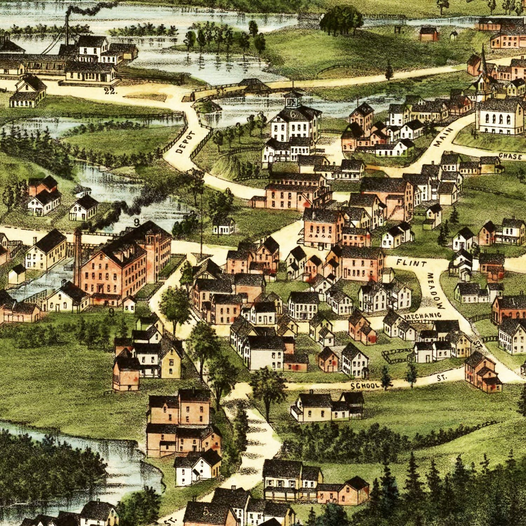 Vintage Map of Bridgton, Maine 1888