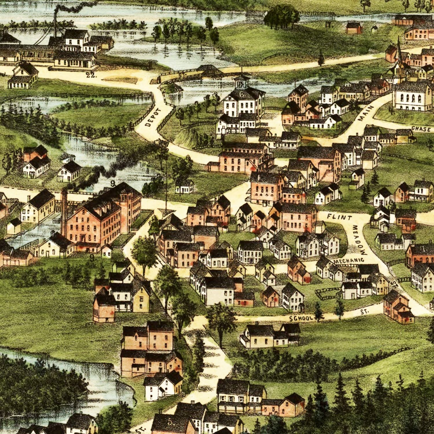 Vintage Map of Bridgton, Maine 1888